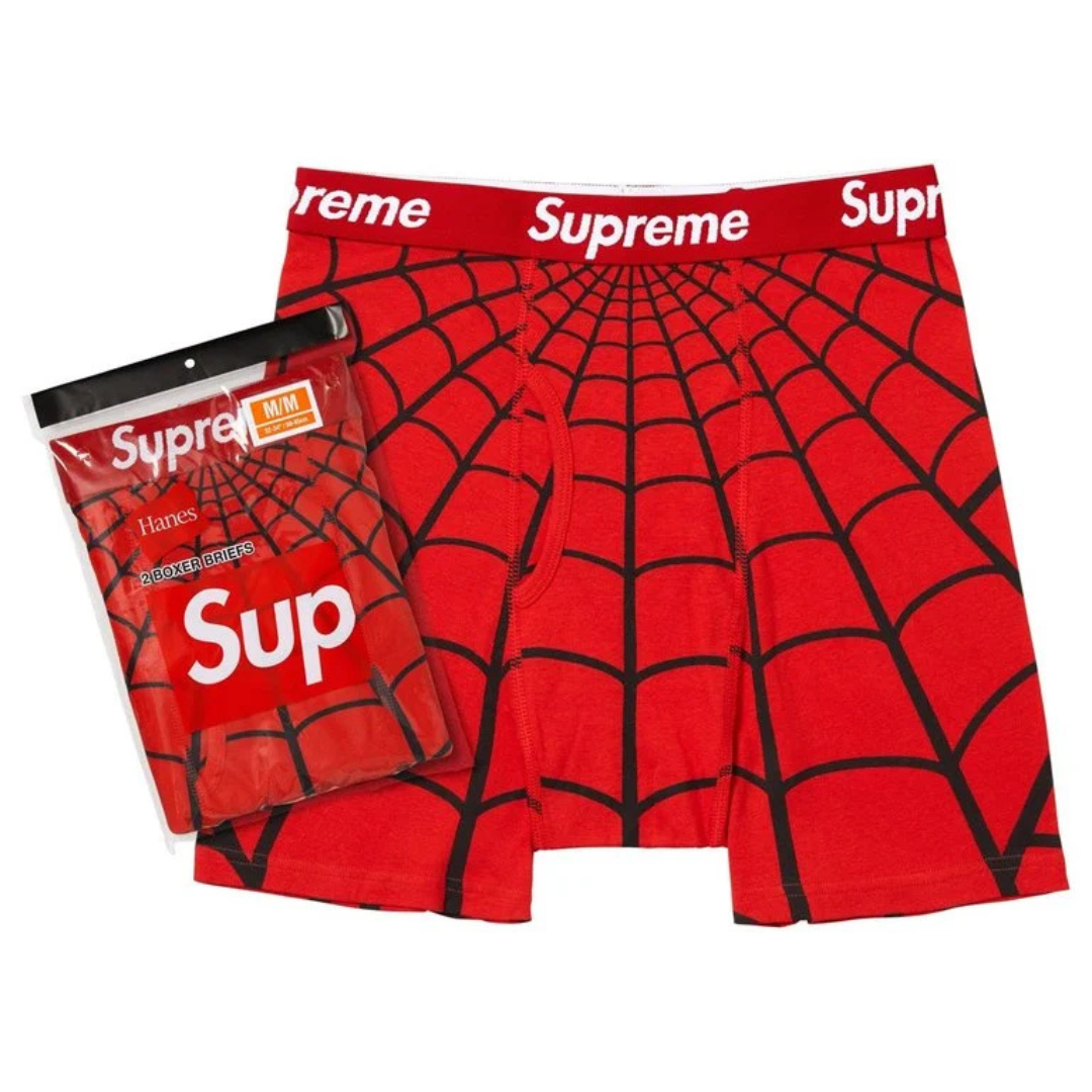 Supreme Hanes Spider-Man Boxer Briefs (2 Pack)(Red)