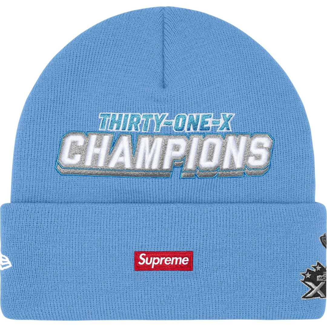 Supreme New Era Football Beanie (Light Blue)