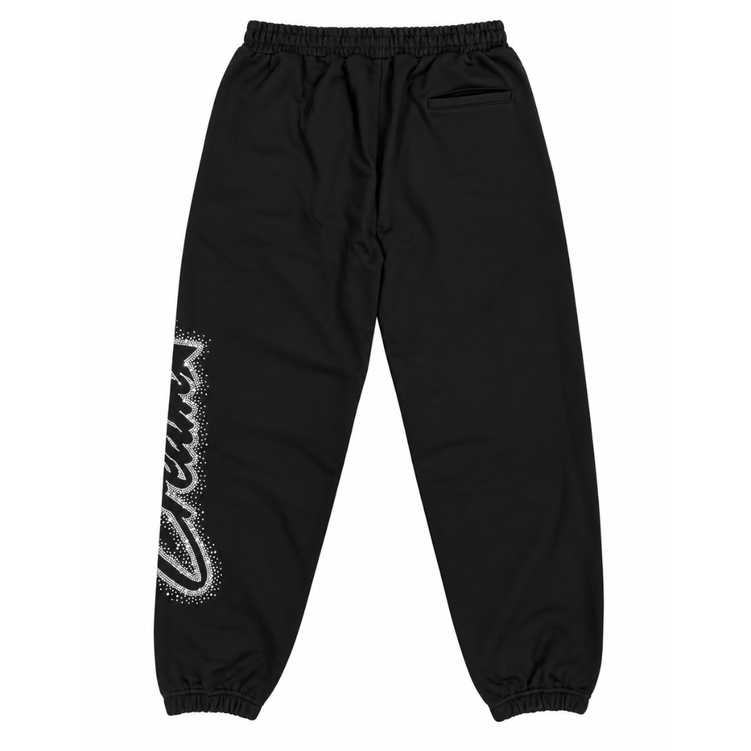 Cream Ricardo Sandoval Rhinestone Sweatpants (Black)