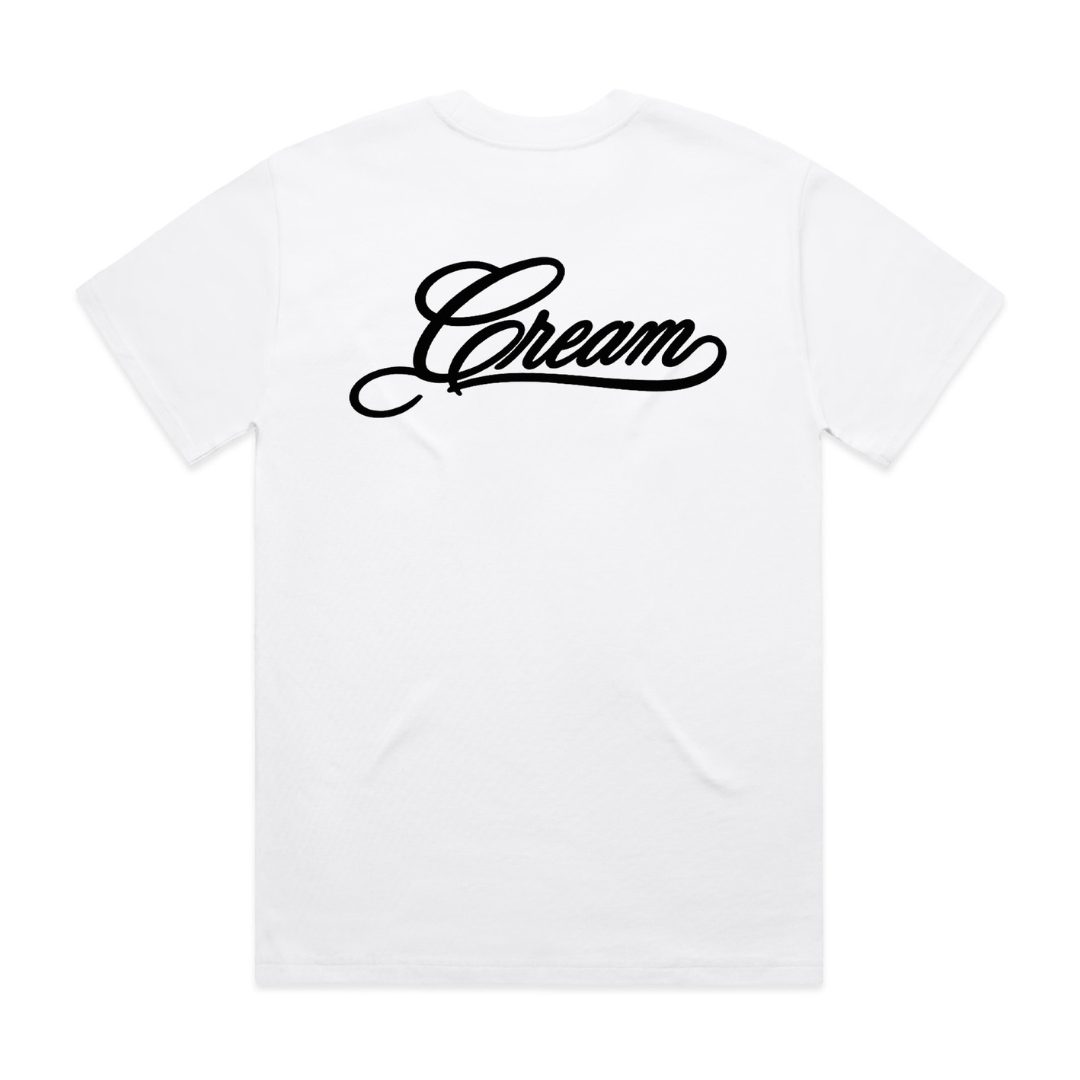 Cream Script Puff Print Tee (White)