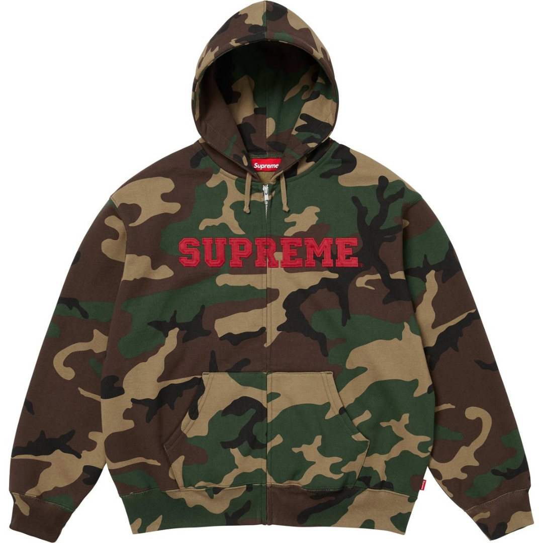 Supreme Collegiate Applique Zip Up Hoodie (Woodland Camo)