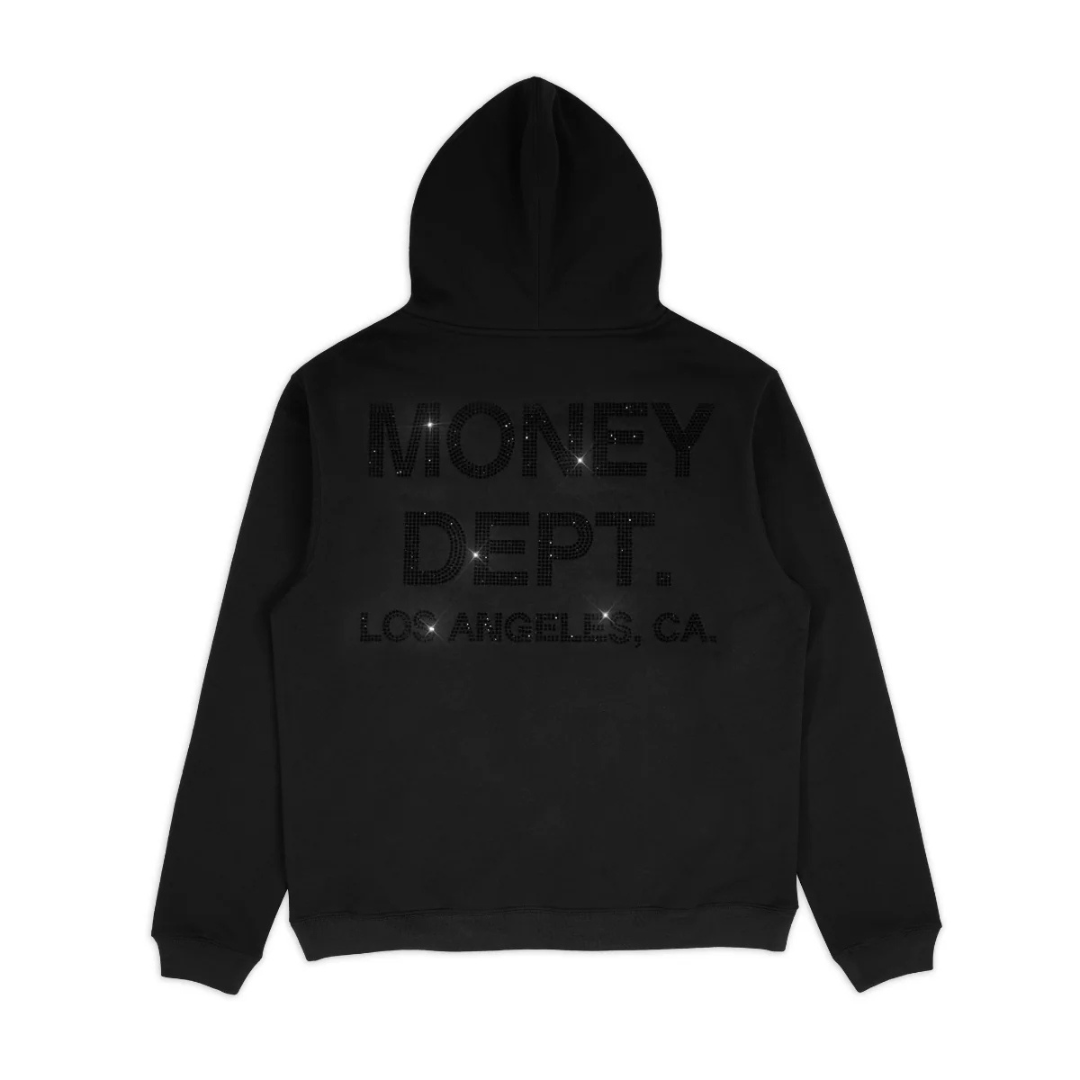 Money Dept Rhinestone Hoodie (Black)