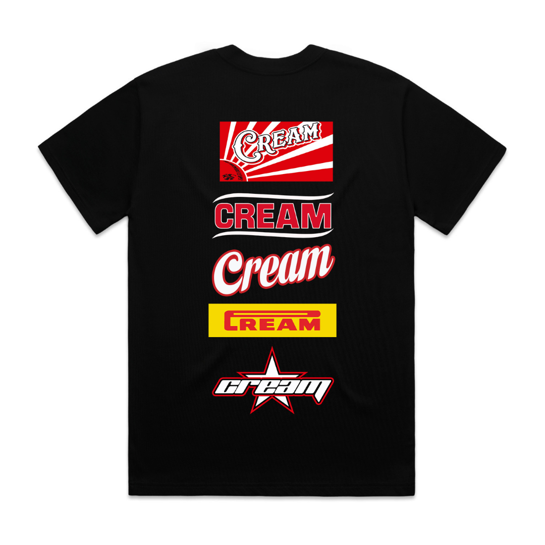 Cream Sponsor Logo Tee (Black/Red)