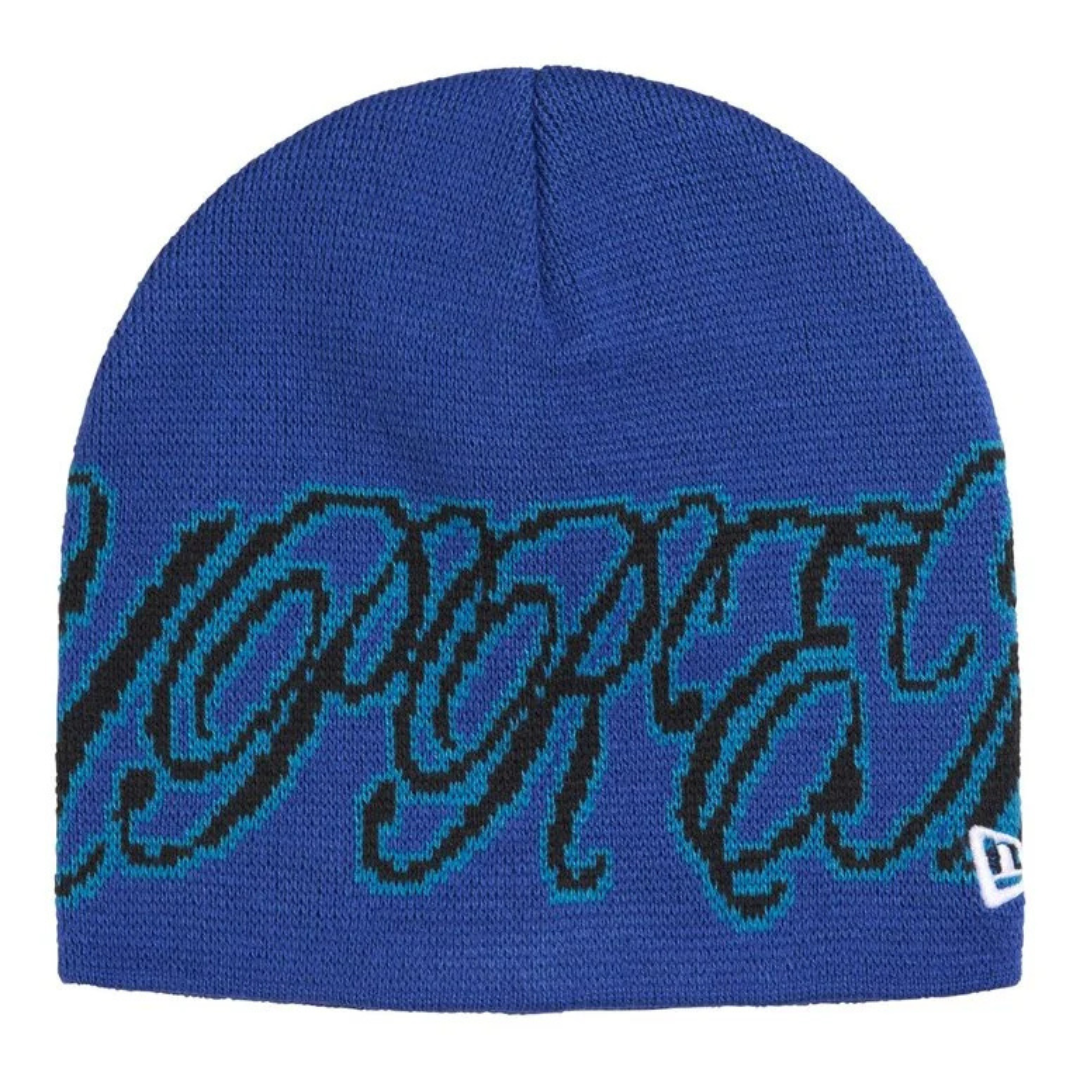 Supreme New Era Cursive Beanie (Blue)
