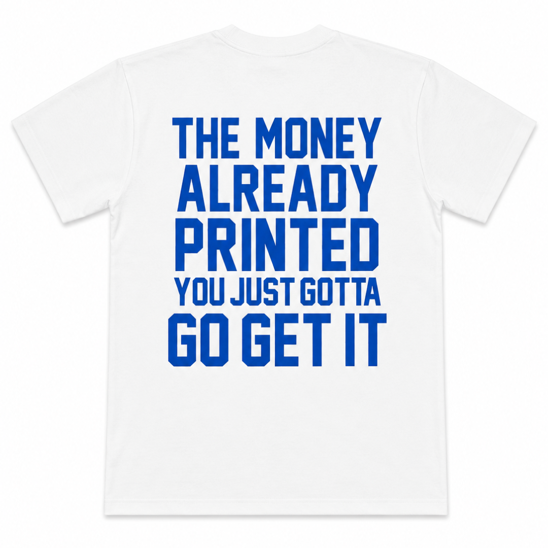 All Cash Slogan Tee (White/Blue)