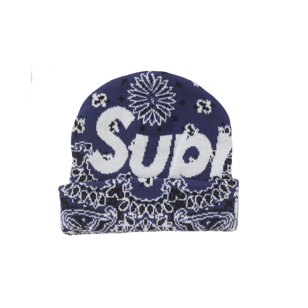 Supreme Bandana Big Logo Beanie (Blue)
