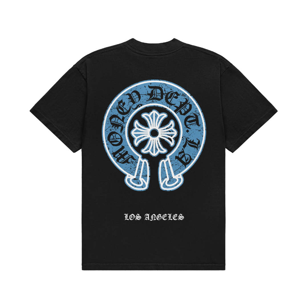 Money Dept Old English Tee (Black/Carolina Blue)