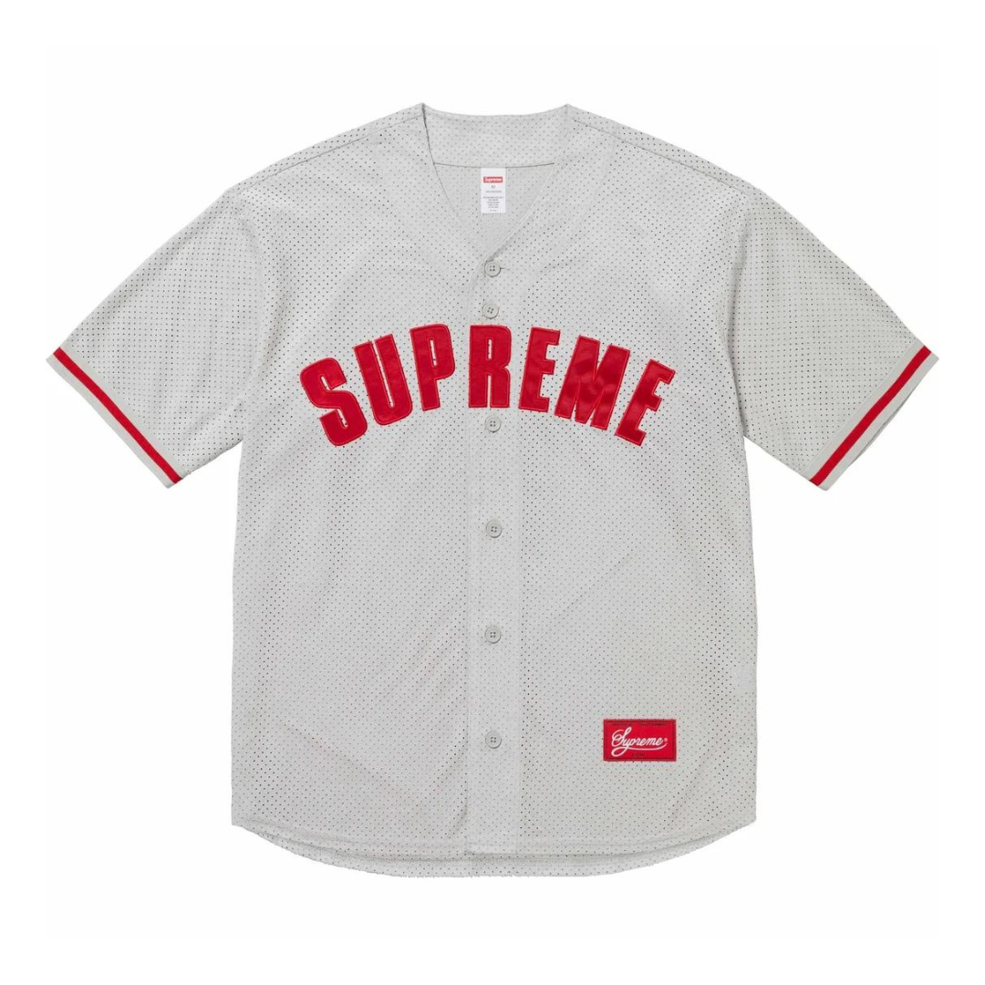 Supreme Ultrasuede Mesh Baseball Jersey (Grey)