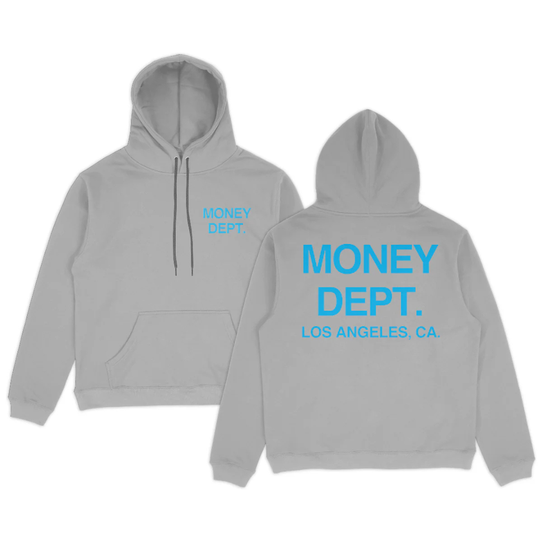Money Dept Puff Print Hoodie (Grey/Blue)