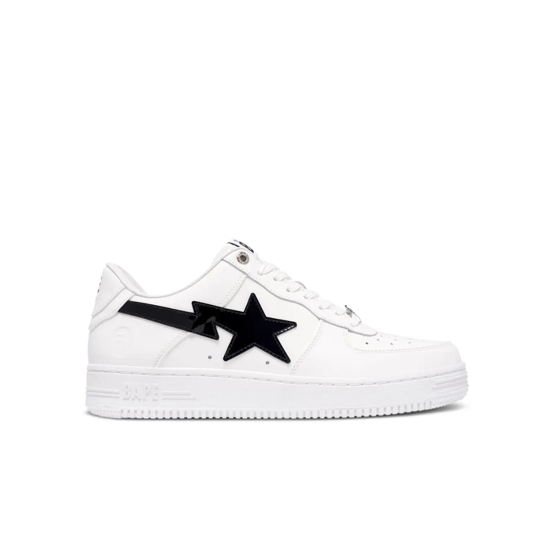 A Bathing Ape Bape Sta #1 White Black Patent Leather