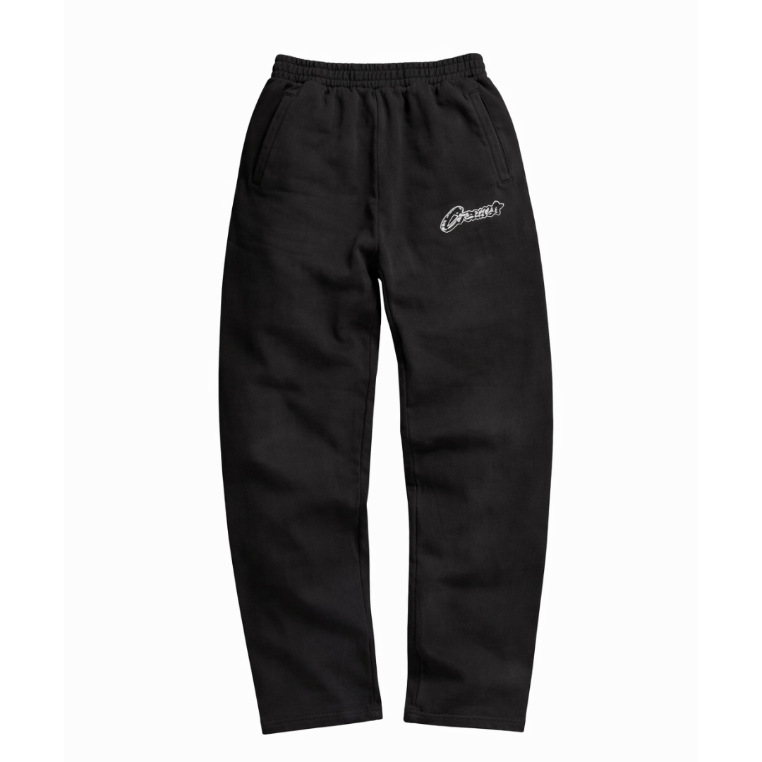 Cream Dollar Print Sweatpants (Washed Black)