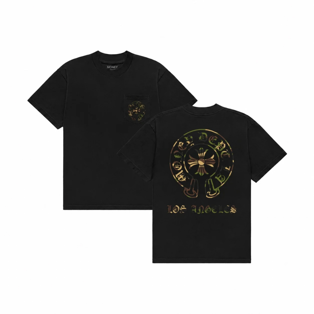 Money Dept Old English Tee (Black/Camo)