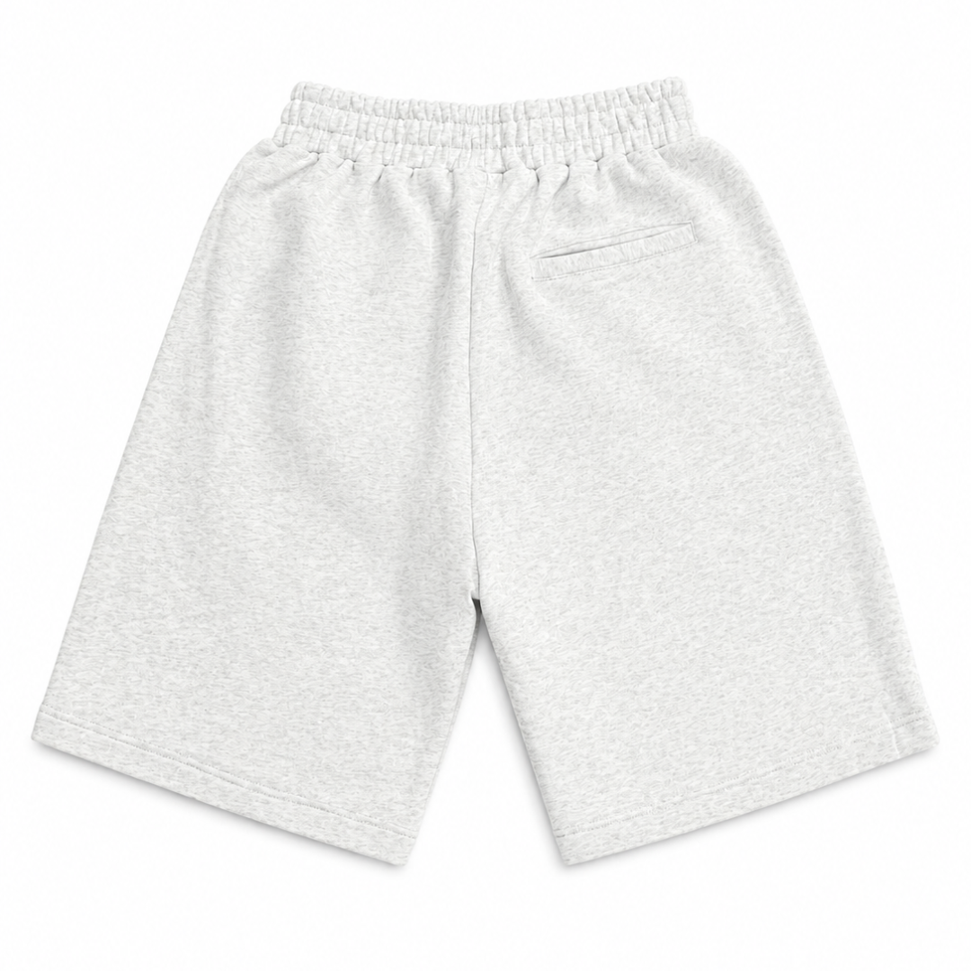 Cream Script Puff Print Shorts (Heather Grey)