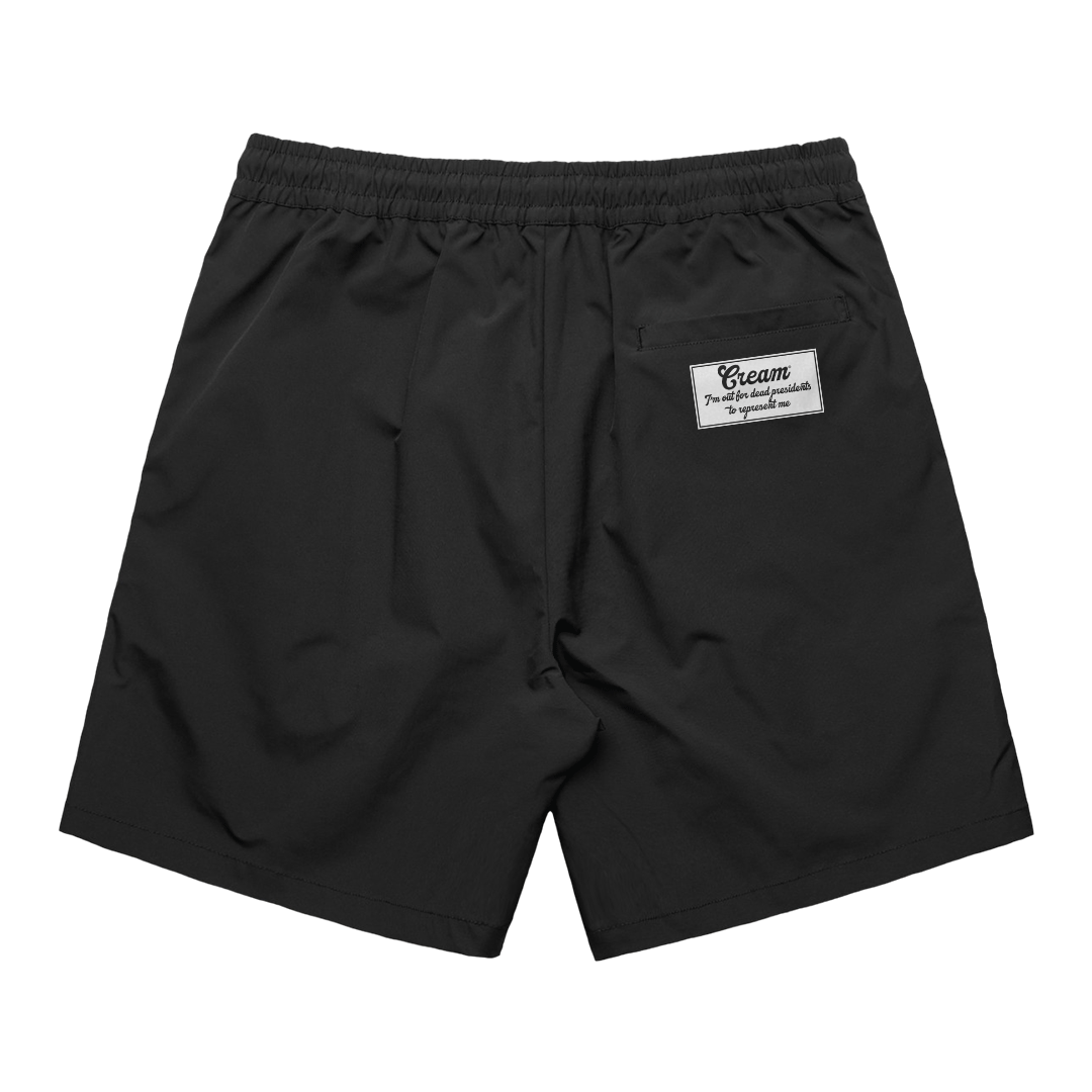 Cream Star Logo Nylon Shorts (Black)