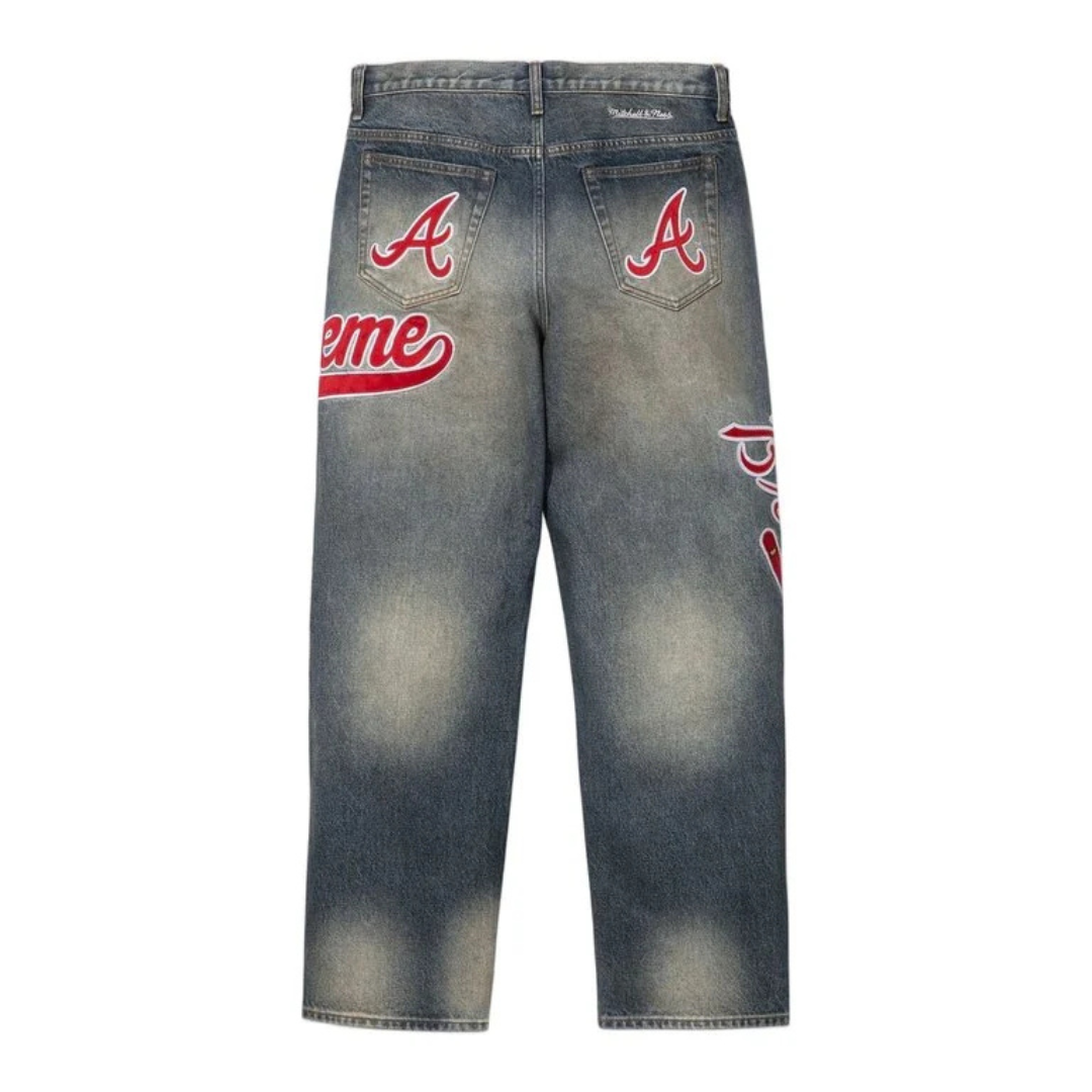 Supreme Mitchell & Ness Atlanta Braves Loose Fit Jean (Blue)