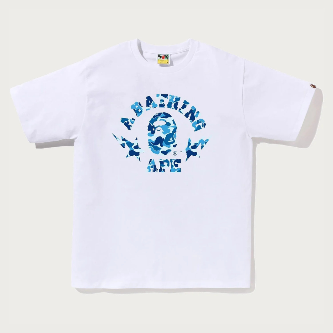 Bape ABC Camo Sta College Tee (White/Blue)