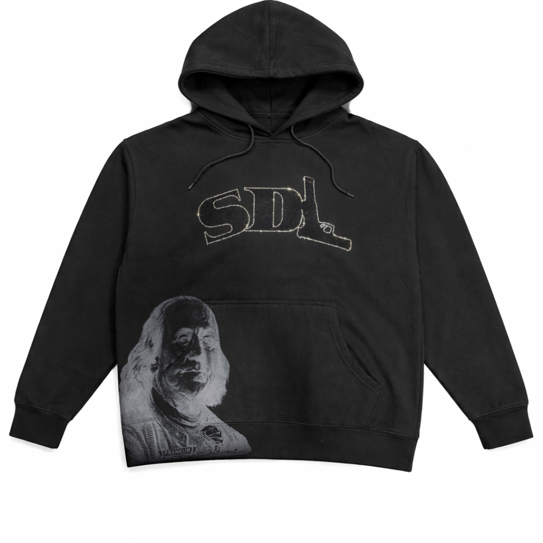 SDL Weapon Font Rhinestone Hoodie (Black)
