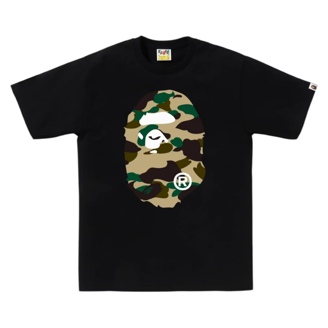 Bape Giant 1st Camo Big Ape Head Tee SS26 (Black/Yellow)