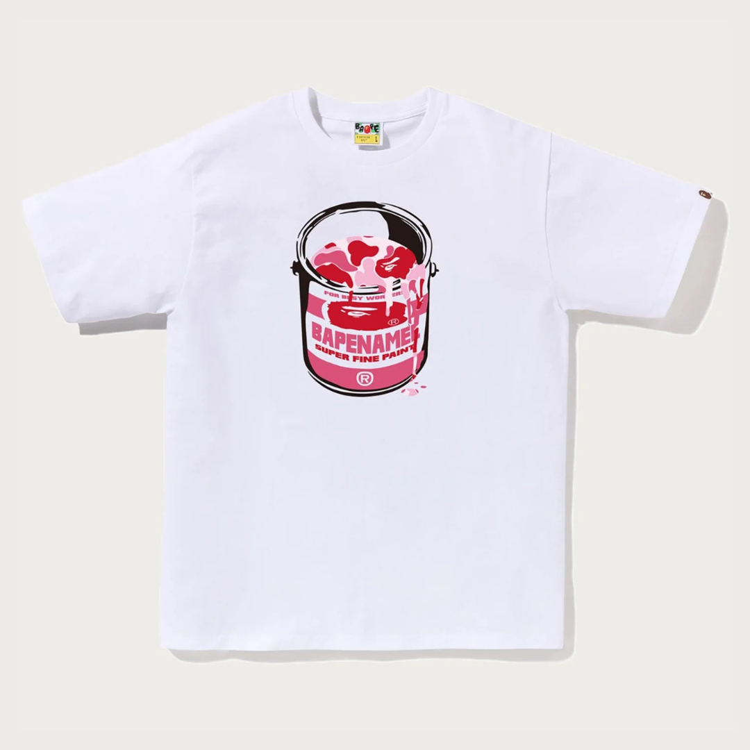 Bape ABC Camo Paint Can Tee (White/Pink)
