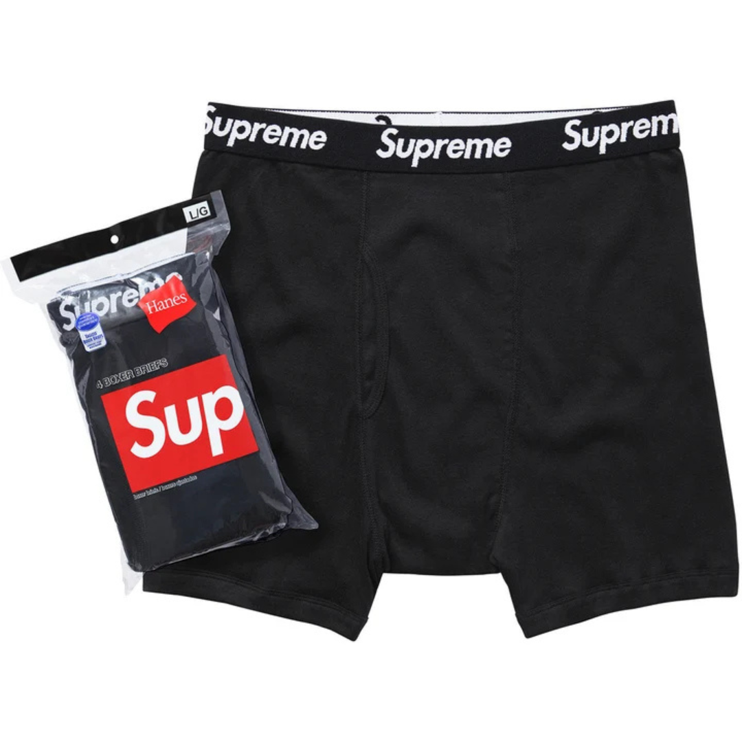 Supreme Hanes Boxer Briefs (Pack of 4)(Black)