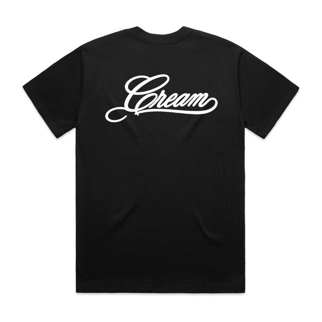 Cream Script Puff Print Tee (Black)