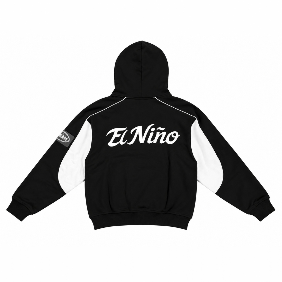 Cream Ricardo Sandoval Zip Up Hoodie (Black/White)