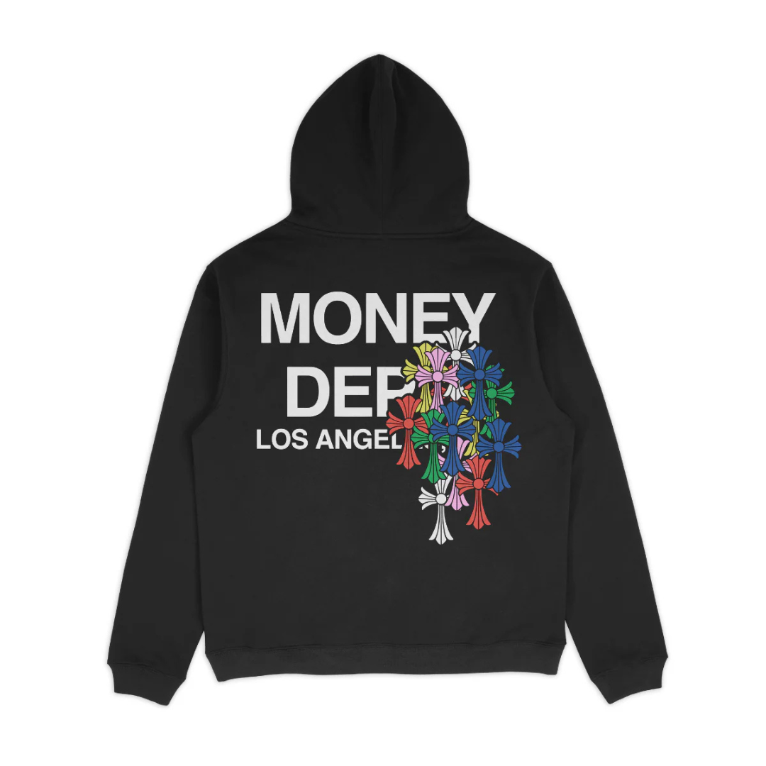 Money Dept Colorful Crosses Hoodie (Black)