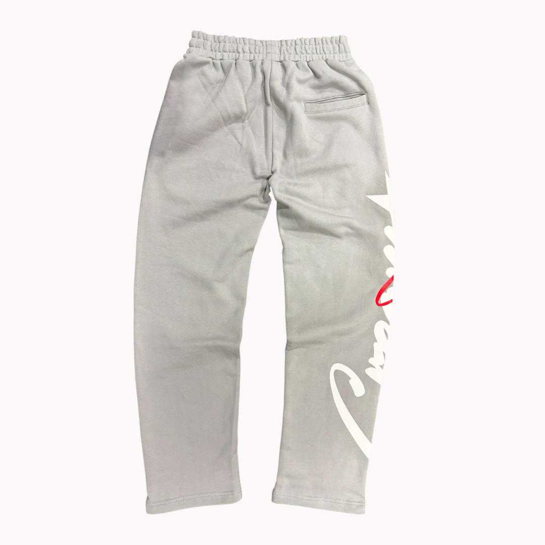 Cream Overlapping Logo Sweatpants (Grey)