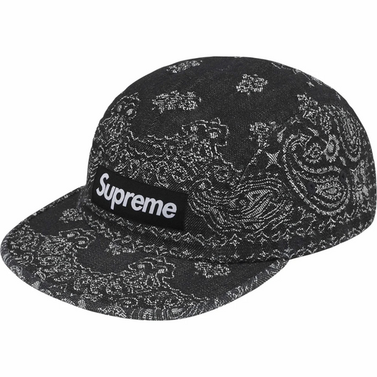Supreme Bandana Jacquard Denim Camp Cap (Black)
