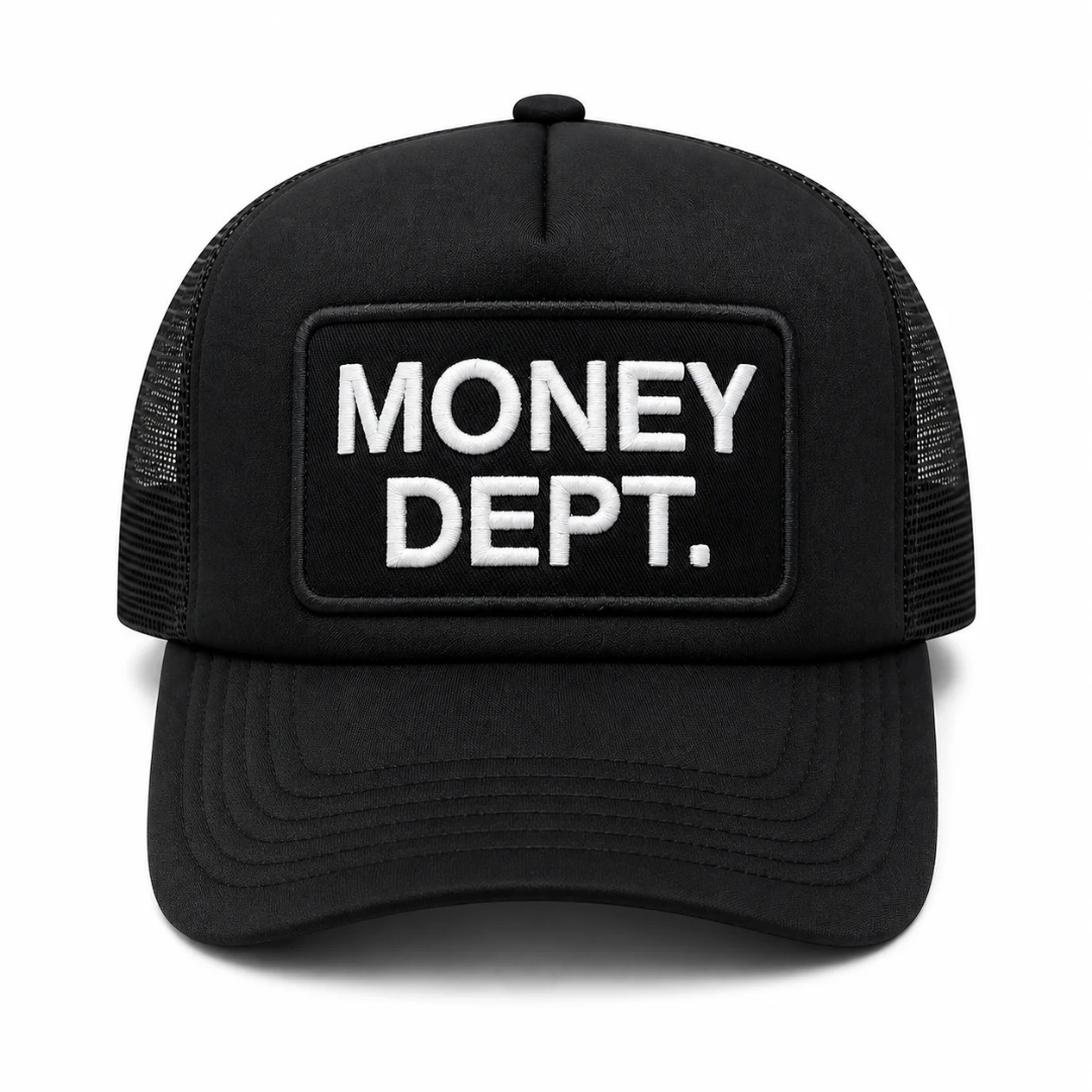 Money Dept Patch Trucker Hat (Black/White)