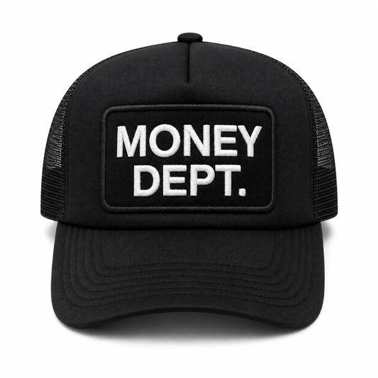 Money Dept Patch Trucker Hat (Black/White)