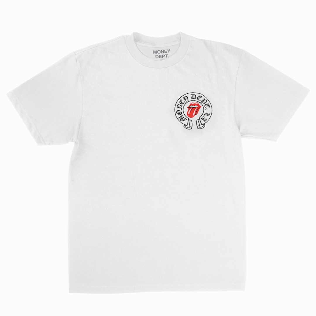 Money Dept Red Rolling Stone Tee (White)