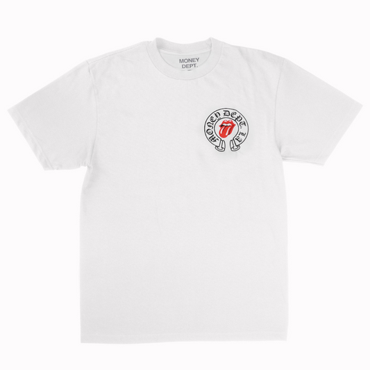 Money Dept Red Rolling Stone Tee (White)