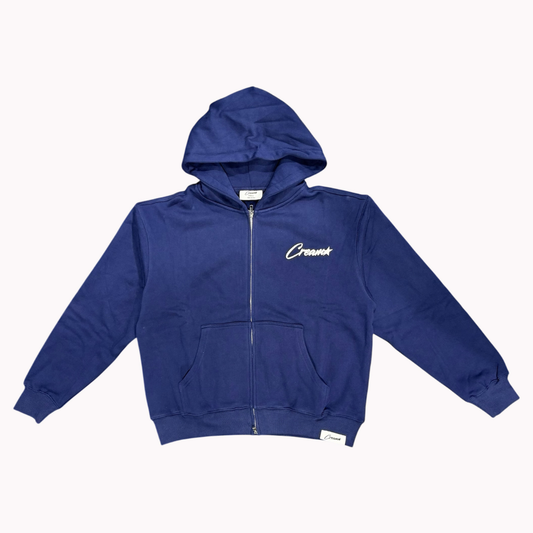 Cream Classic Logo Zip Up Hoodie (Navy)