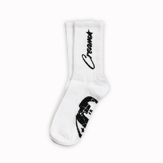 Cream Star Logo Crew Socks (White)