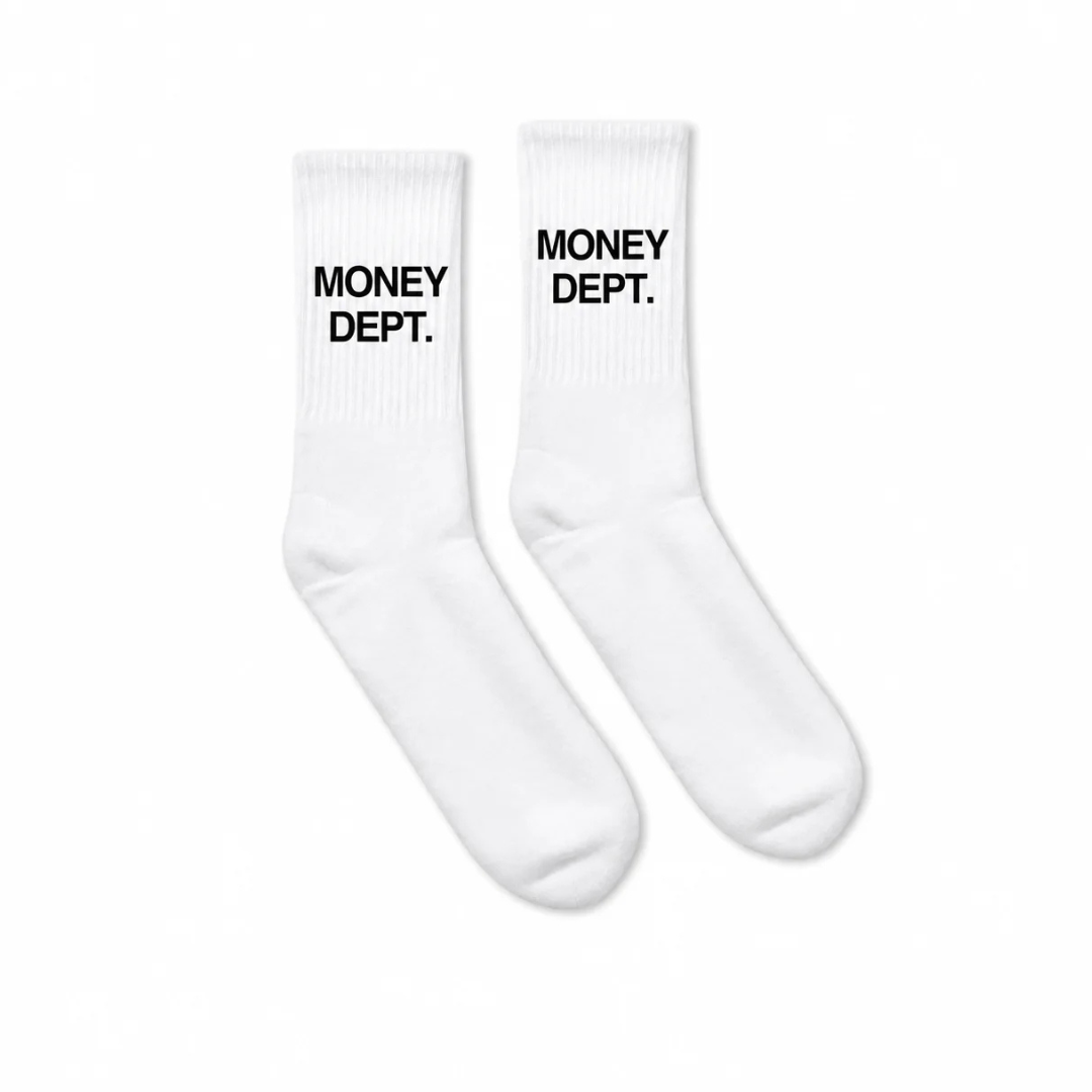 Money Dept Classic Logo Socks (White)