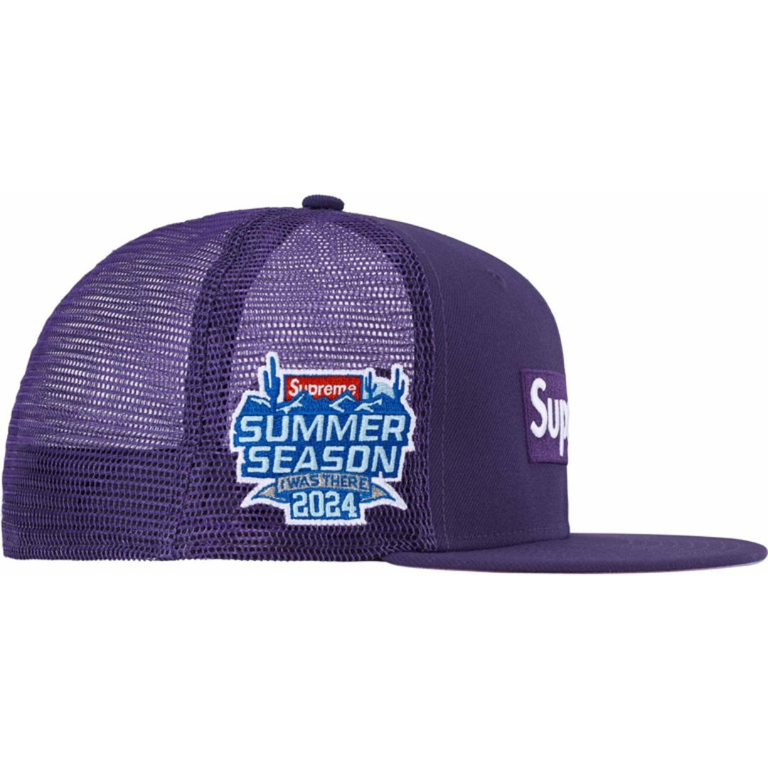 Supreme x New Era Box Logo Mesh Fitted Hat (SS24)(Purple)