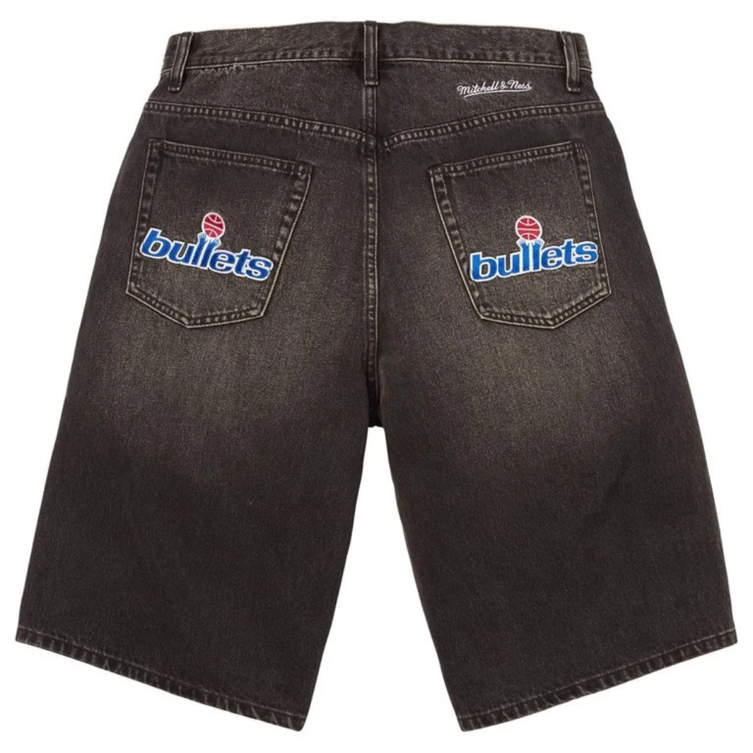 Supreme Mitchell & Ness Washington Bullets Baggy Denim Short (Black)
