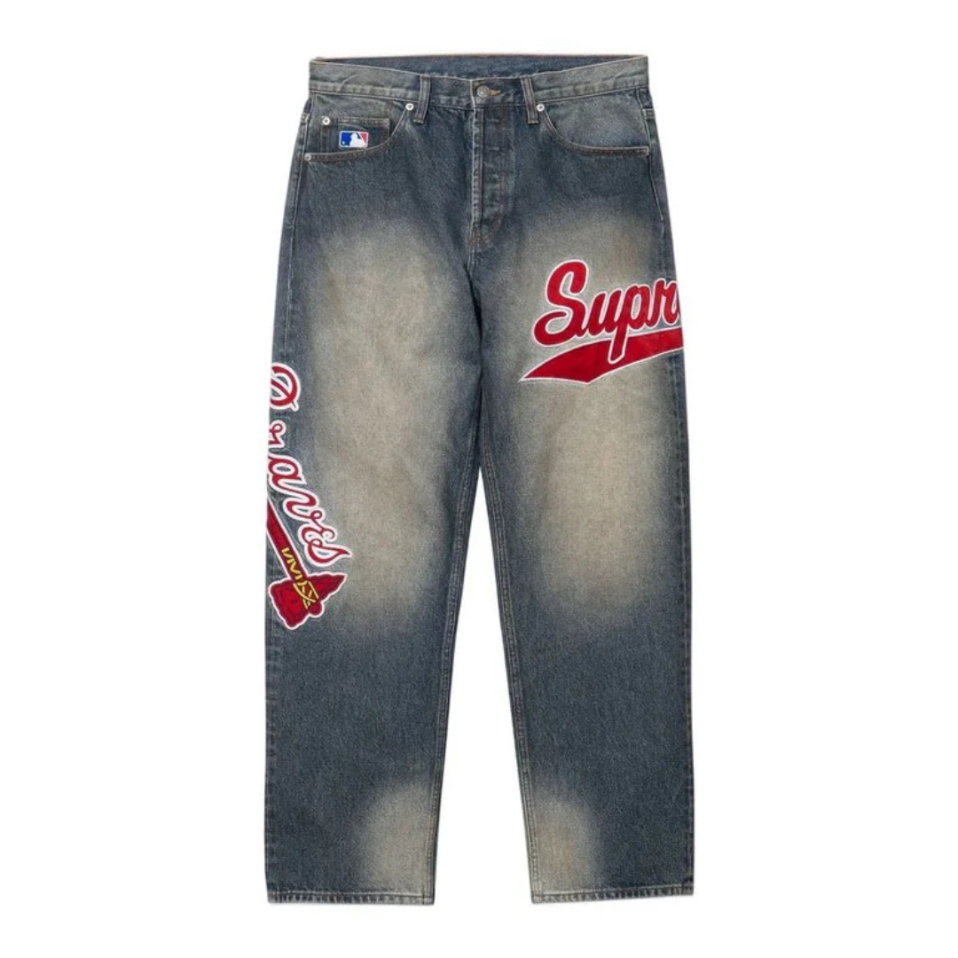 Supreme Mitchell & Ness Atlanta Braves Loose Fit Jean (Blue)