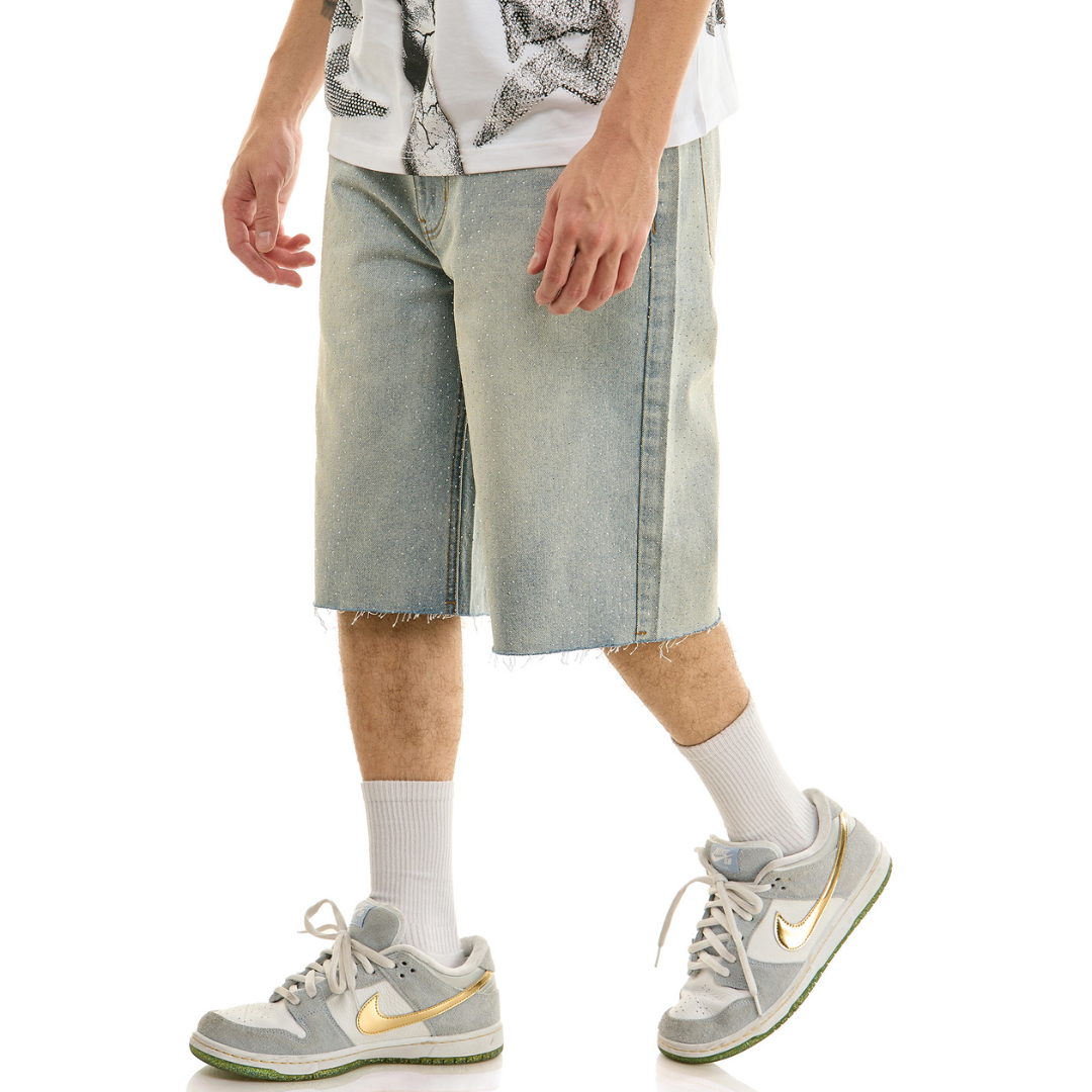 KDNK Rhinestone Shorts (Light Blue)