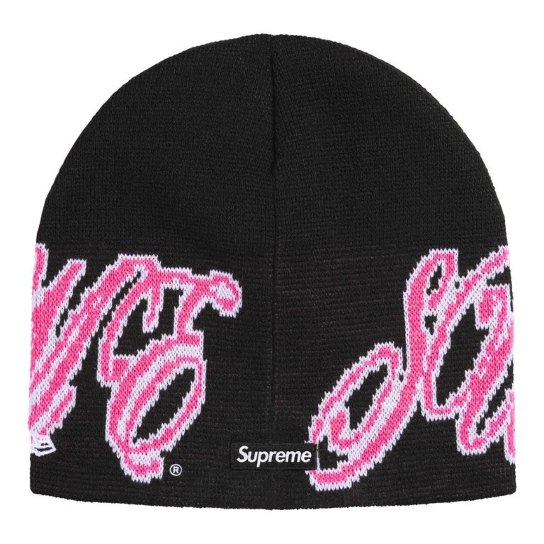 Supreme New Era Cursive Beanie (Black)
