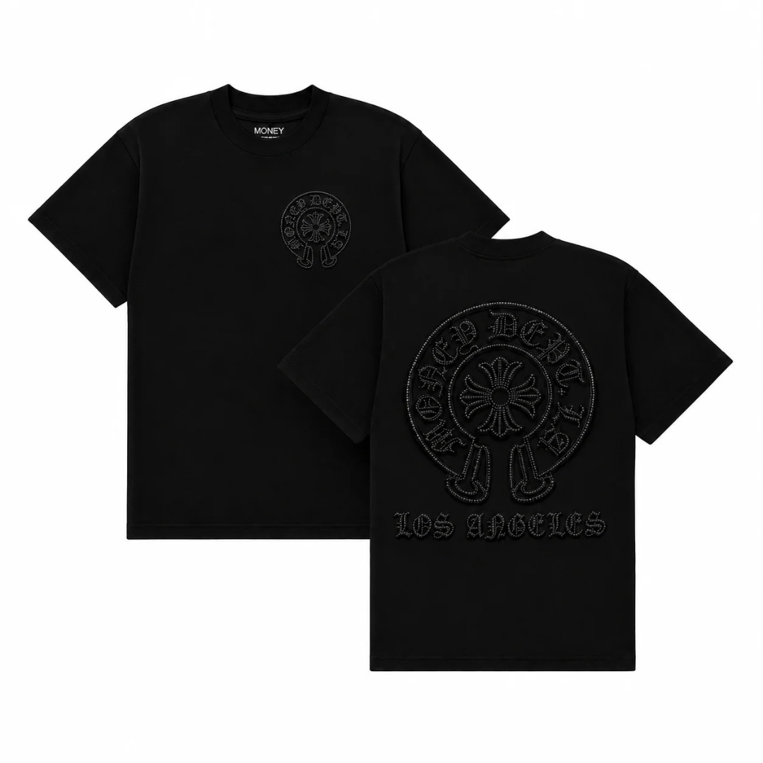 Money Dept Old English Rhinestone Tee (Black)
