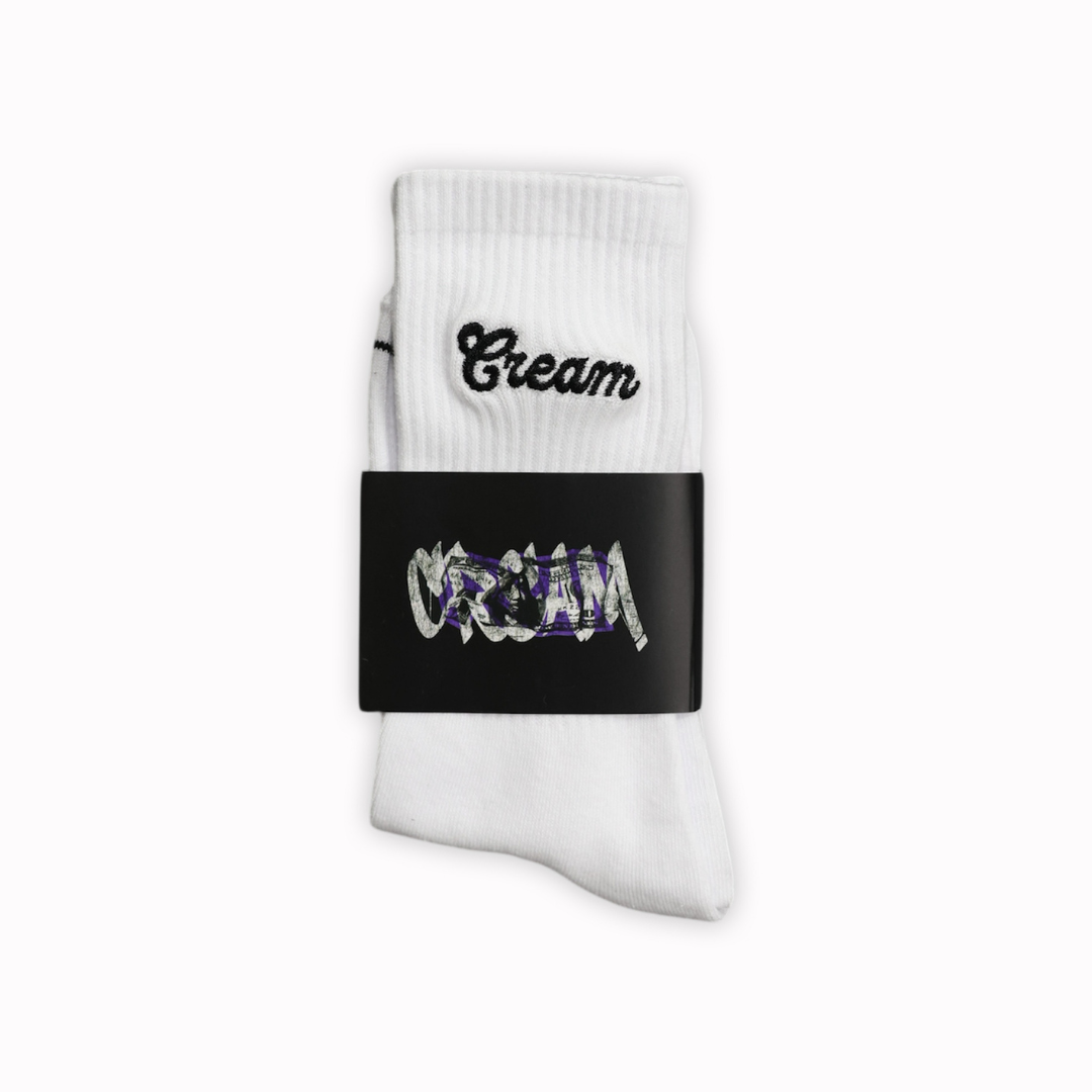 Cream Trademark Logo Socks (White)