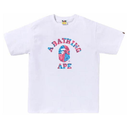 Bape Liquid Camo College Tee (White/Pink)