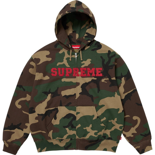Supreme Collegiate Applique Zip Up Hoodie (Woodland Camo)