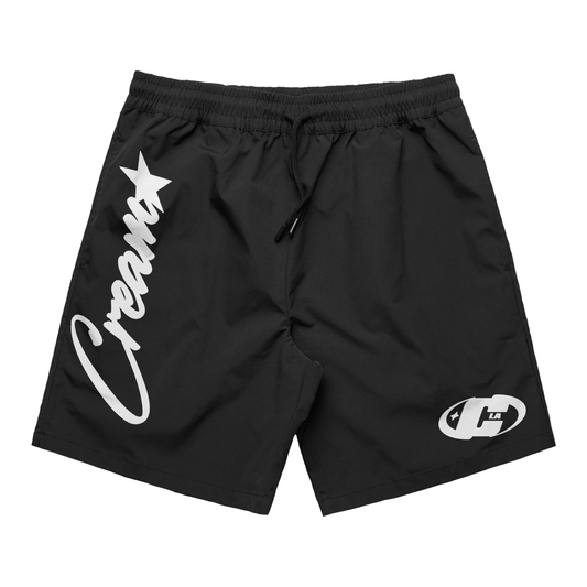 Cream Star Logo Nylon Shorts (Black)