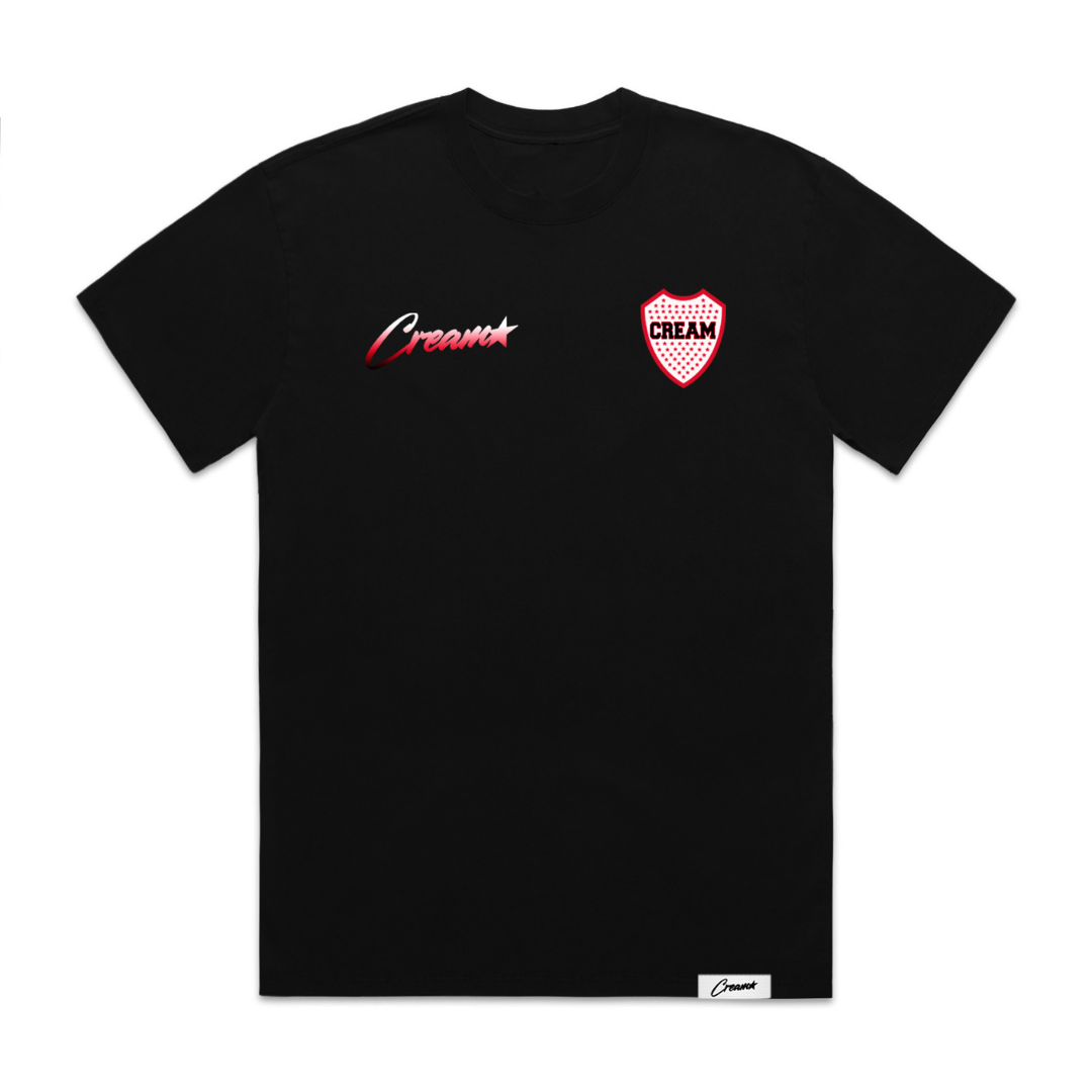 Cream Sponsor Logo Tee (Black/Red)