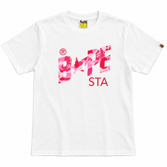 Bape ABC Camo Bape Sta Tee (White/Pink)