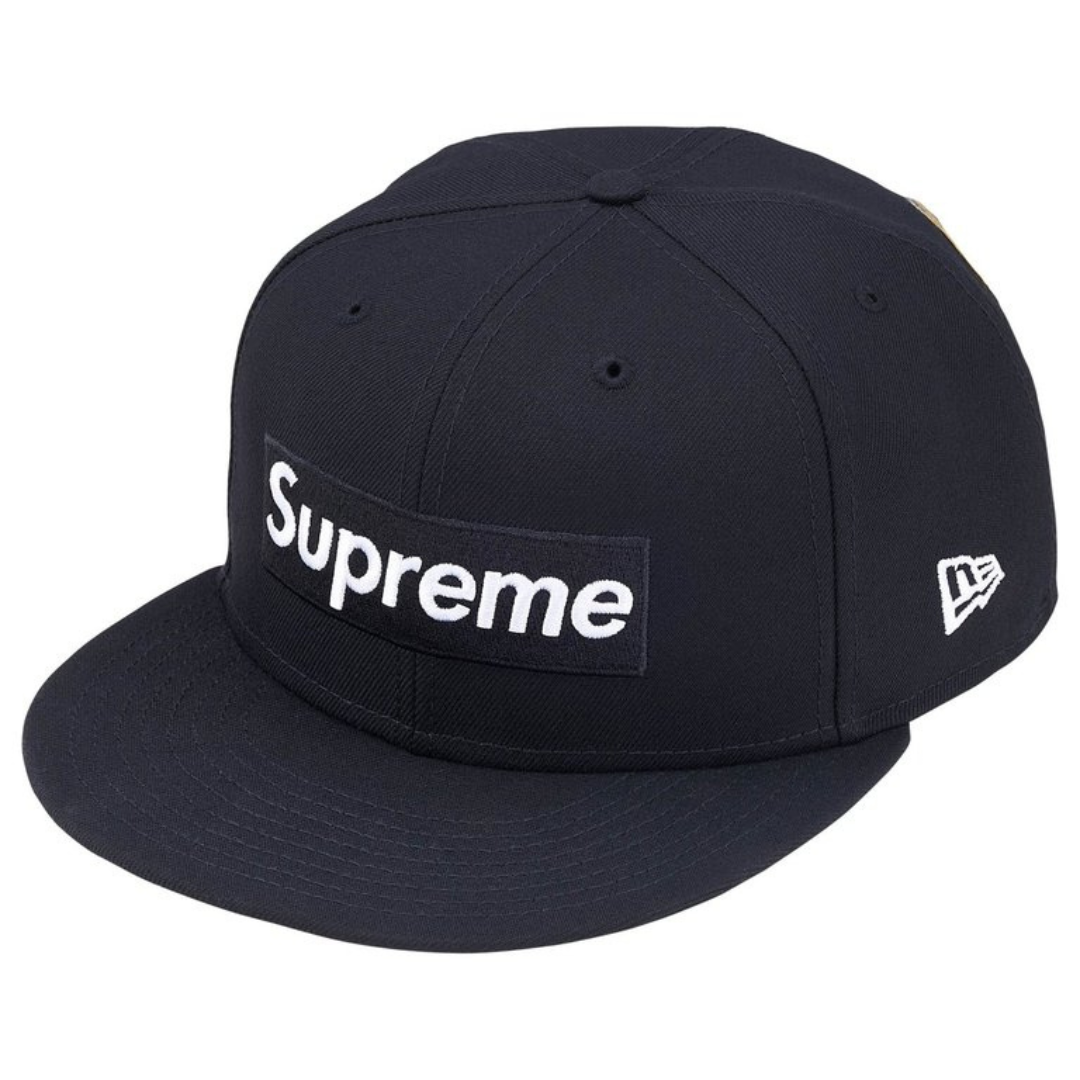 Supreme New Era Rings Box Logo Fitted Hat (Navy)