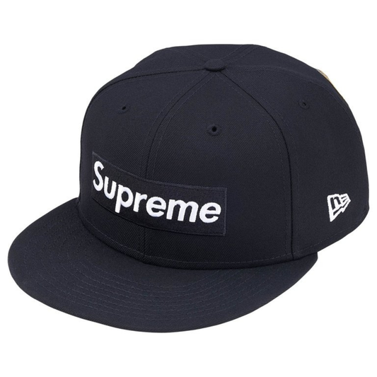 Supreme New Era Rings Box Logo Fitted Hat (Navy)
